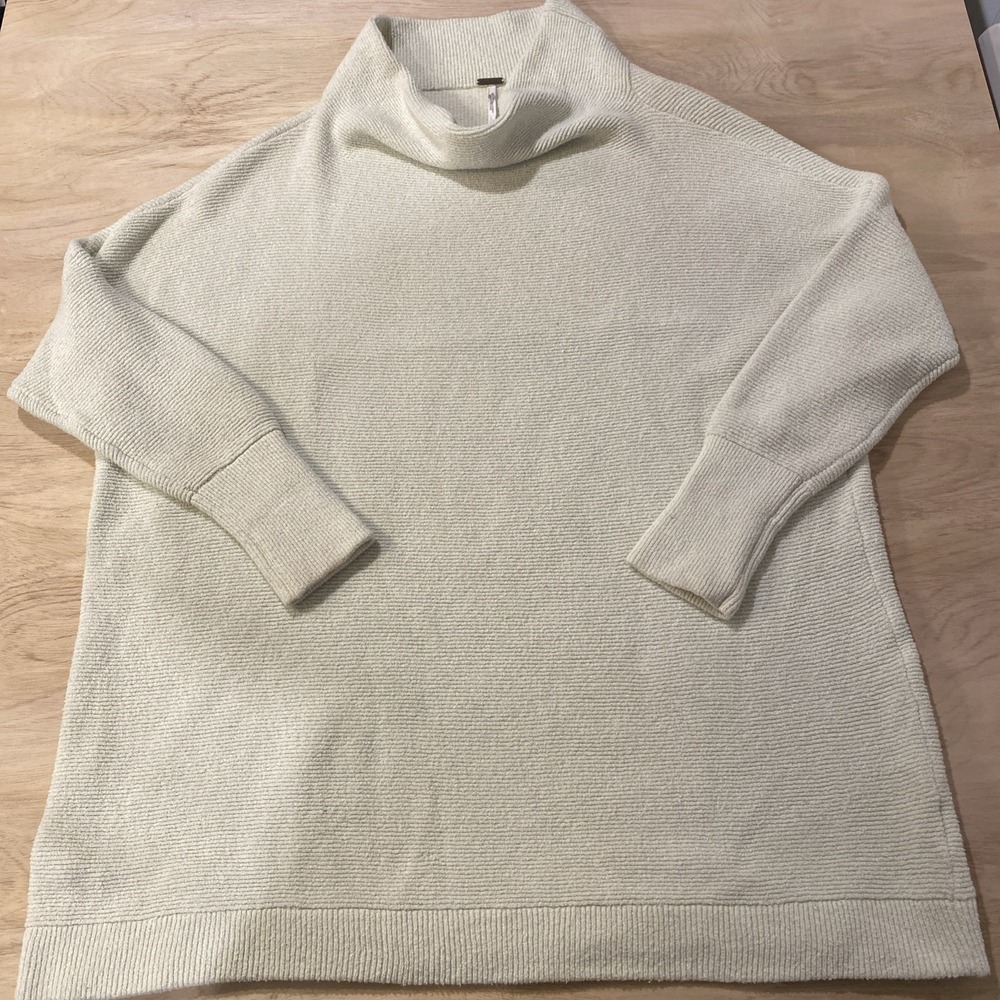 Free People Ottoman Sweater Size M Eucalyptus Mock Neck Long Sleeve Slouchy